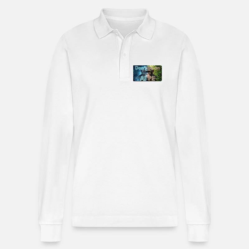 Don't Be an Ape: KI Kontrast - Stanley/Stella Unisex Bio-Langarm-Poloshirt Prepster - Weiß