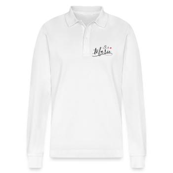 Marie Name Vorname mit Herzdekor - Stanley/Stella Unisex Bio-Langarm-Poloshirt Prepster - Weiß - Vorne - Anna (173cm) & Nico (186cm)
