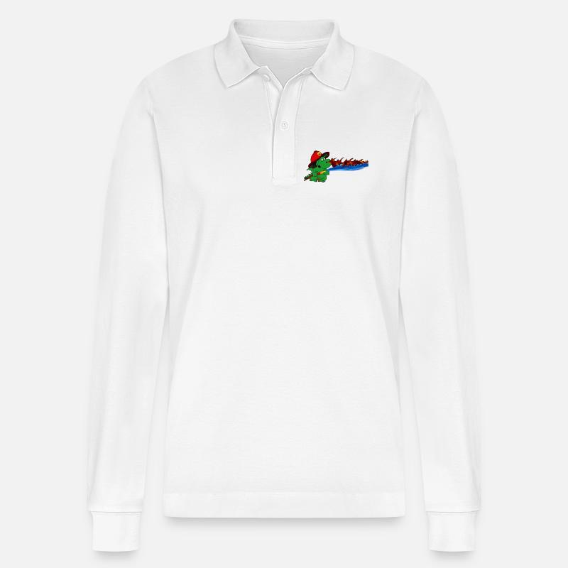 Feuerdrache Feuerwehrheld Geschenk - Stanley/Stella Unisex Bio-Langarm-Poloshirt Prepster - Weiß