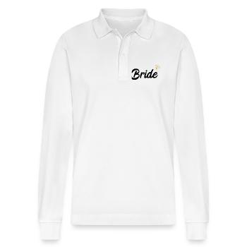 Bride Bride T-Shirt I Bachelorette Party JGA - Stanley/Stella Organic Unisex Long-Sleeved Polo Shirt Prepster - white - Front - Anna (173cm) & Nico (186cm)