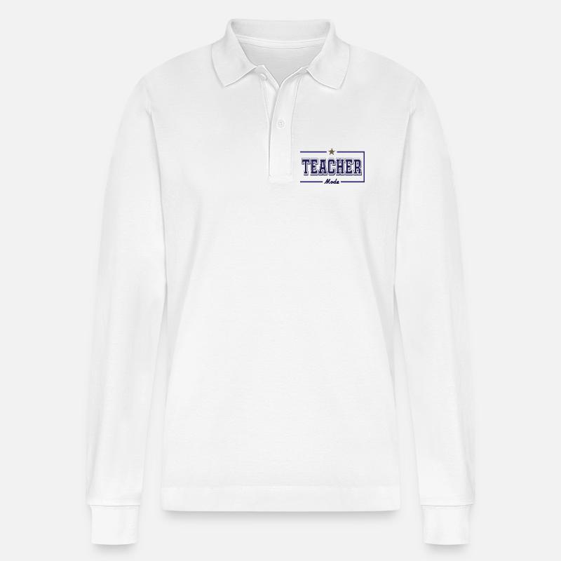 Lehrermodus ( Englisch ) - Stanley/Stella Unisex Bio-Langarm-Poloshirt Prepster - Weiß