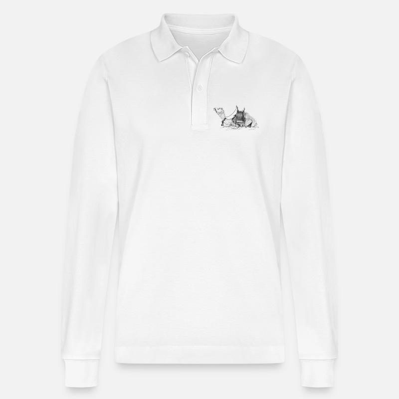 Kamel  - Stanley/Stella Unisex Bio-Langarm-Poloshirt Prepster - Weiß