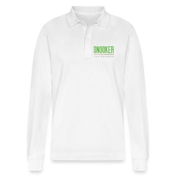Snooker - Let's get the.boys on the baize - Stanley/Stella Organic Unisex Long-Sleeved Polo Shirt Prepster - white - Front - Anna (173cm) & Nico (186cm)