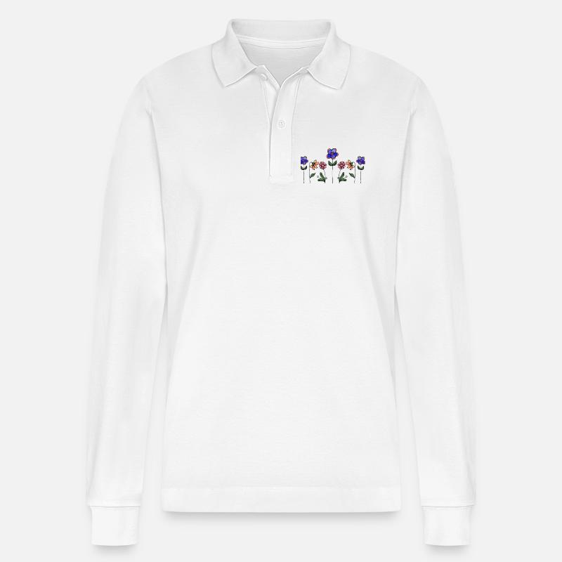 Fleur - Polo à manches longues bio PREPSTER Stanley/Stella Unisexe - blanc