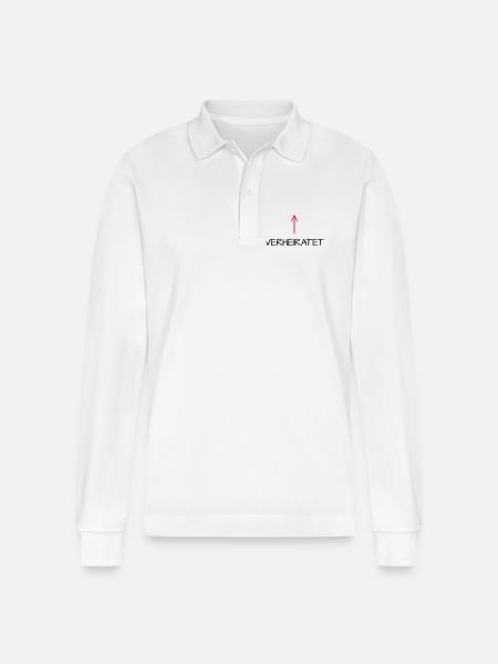 Verheiratet Pfeil Hochzeit Partnerlook - Stanley/Stella Unisex Bio-Langarm-Poloshirt Prepster - Weiß