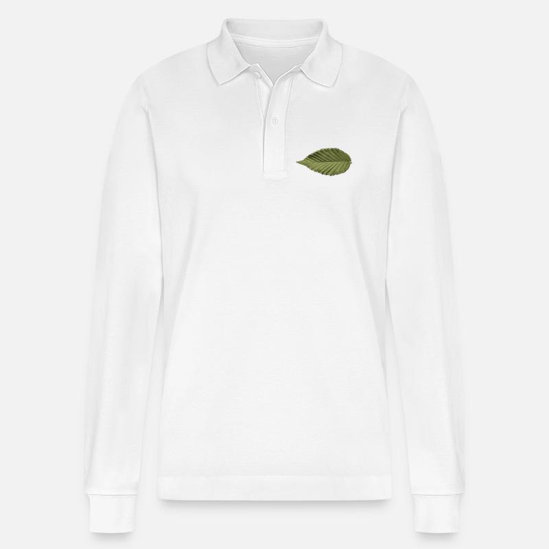 Leaf Structure Olive Green Pattern - Stanley/Stella Organic Unisex Long-Sleeved Polo Shirt Prepster - white
