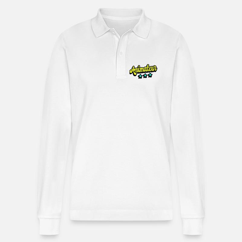 Animateur Design - Stanley/Stella Unisex Bio-Langarm-Poloshirt Prepster - Weiß