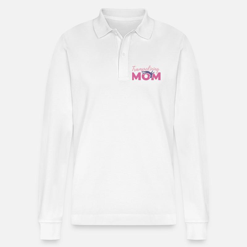 Trampolinspringer Mutter - Stanley/Stella Unisex Bio-Langarm-Poloshirt Prepster - Weiß
