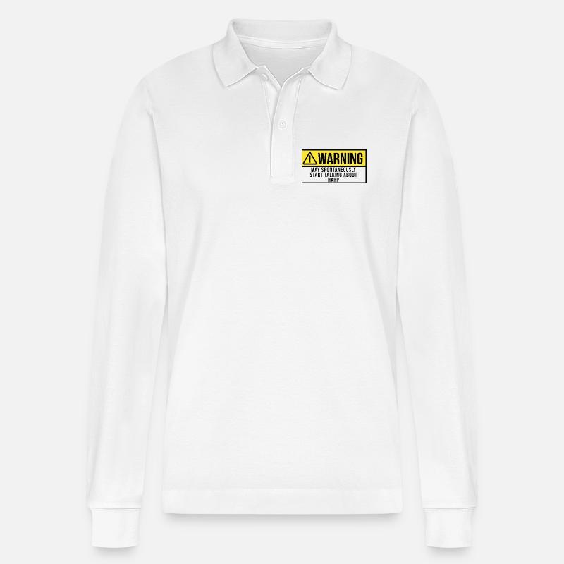 Harfe - Stanley/Stella Unisex Bio-Langarm-Poloshirt Prepster - Weiß
