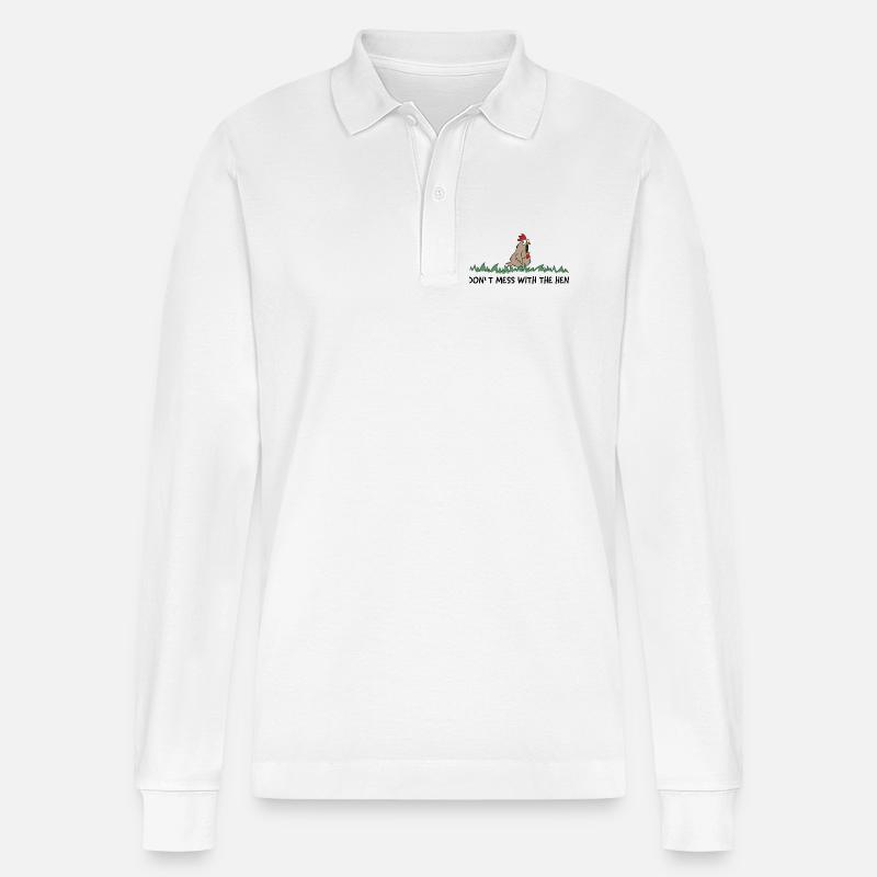 dont mess with the hen chicken - Stanley/Stella Unisex Bio-Langarm-Poloshirt Prepster - Weiß