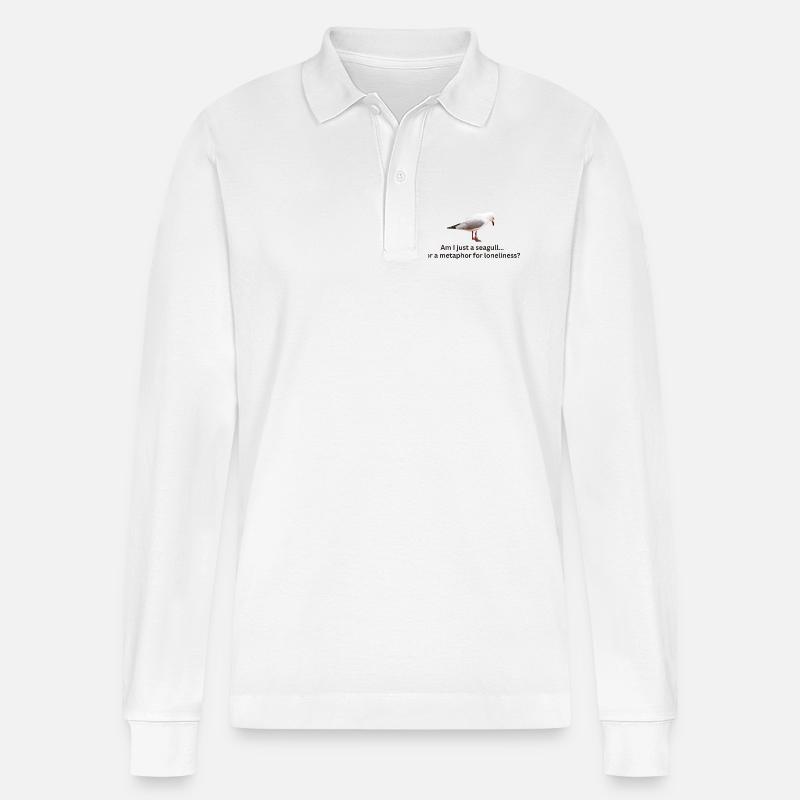 Möwe Einsamkeit Reflexion T-Shirt - Stanley/Stella Unisex Bio-Langarm-Poloshirt Prepster - Weiß
