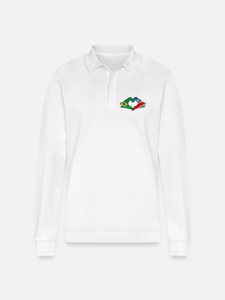 Brazil Namibia Flag Hands Heart Shape - Stanley/Stella Organic Unisex Long-Sleeved Polo Shirt Prepster - white