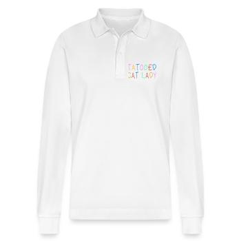 Tatooed Cat Lady - Stanley/Stella Unisex Bio-Langarm-Poloshirt Prepster - Weiß - Vorne - Anna (173cm) & Nico (186cm)