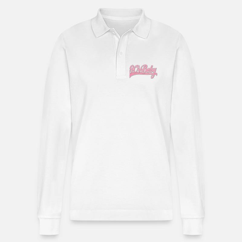 90s Baby Pink Retro Script - Stanley/Stella Unisex Bio-Langarm-Poloshirt Prepster - Weiß
