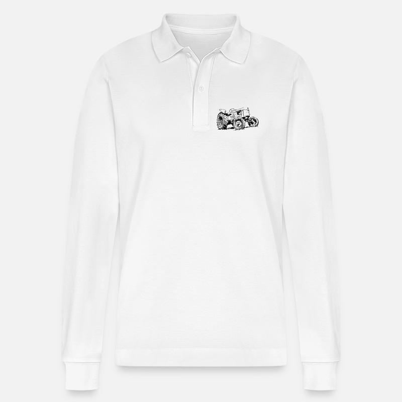 Traktor D25 - Stanley/Stella Unisex Bio-Langarm-Poloshirt Prepster - Weiß