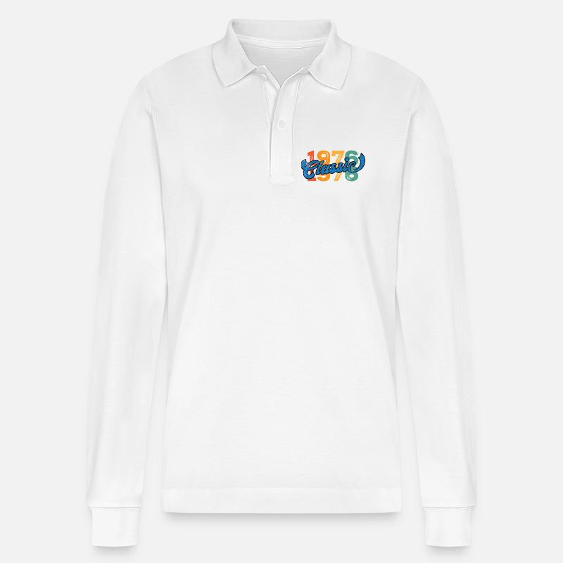 Annata 1976 - Polo a manica lunga ecologica unisex Prepster di Stanley/Stella - bianco