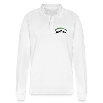 Never Stop Exploring - Stanley/Stella Organic Unisex Long-Sleeved Polo Shirt Prepster - white - Front - Anna (173cm) & Nico (186cm)