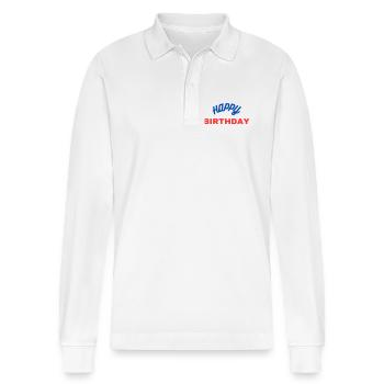 Happy Birthday Classic - Stanley/Stella Organic Unisex Long-Sleeved Polo Shirt Prepster - white - Front - Anna (173cm) & Nico (186cm)