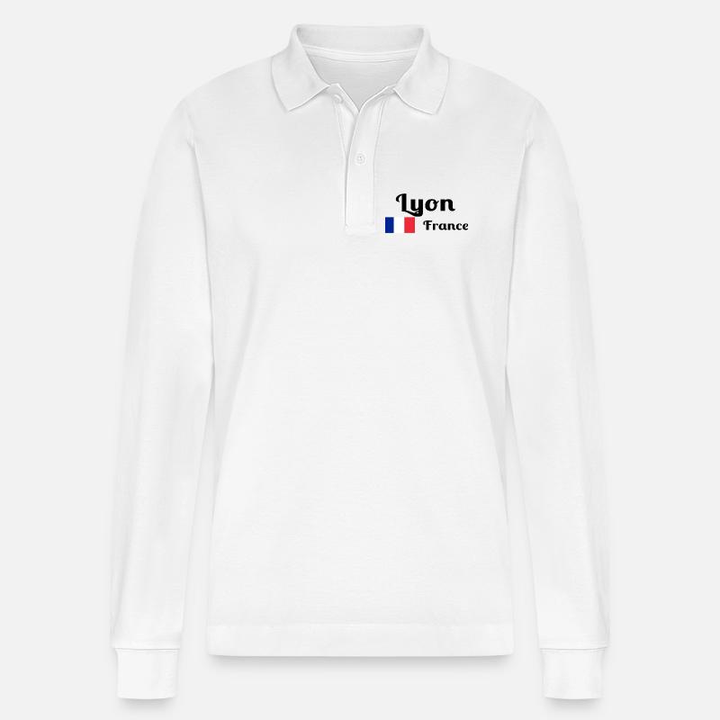 Lyon Frankreich - Stilvolle Drucke - Stanley/Stella Unisex Bio-Langarm-Poloshirt Prepster - Weiß