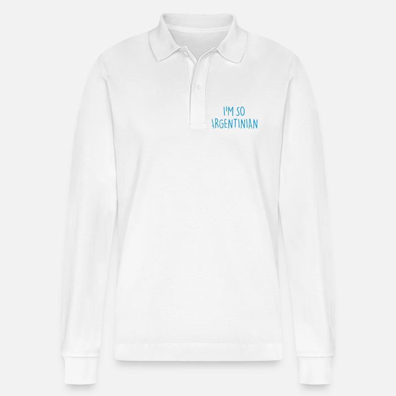 I'M SO ARGENTINIAN Argentinien - Stanley/Stella Unisex Bio-Langarm-Poloshirt Prepster - Weiß