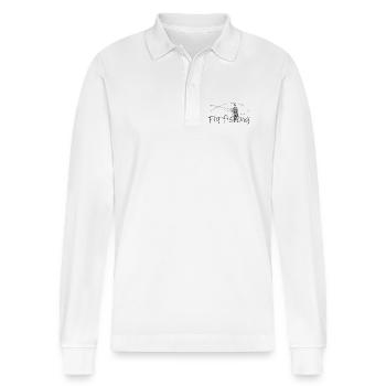 Fly fishing - Stanley/Stella Organic Unisex Long-Sleeved Polo Shirt Prepster - white - Front - Anna (173cm) & Nico (186cm)