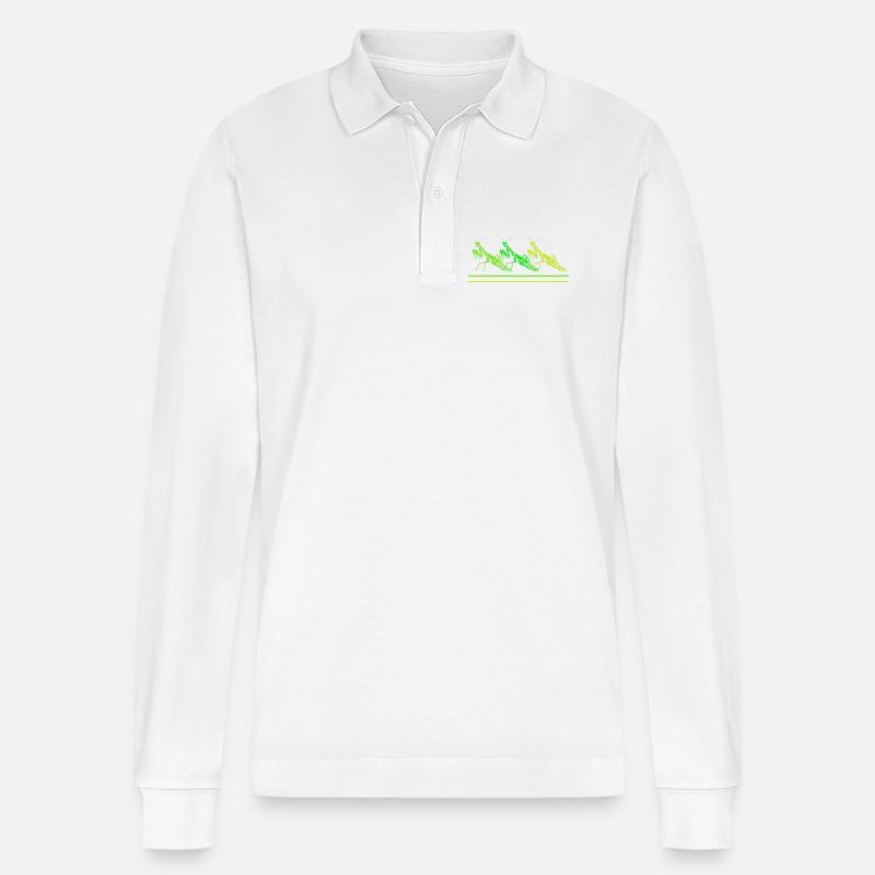 Mantis Gottesanbeter Gottesanbeterin - Stanley/Stella Unisex Bio-Langarm-Poloshirt Prepster - Weiß