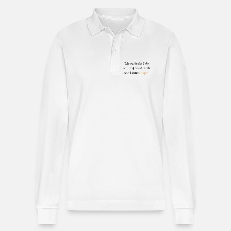 Versprechen an Papa: Stolzer Sohn - Stanley/Stella Unisex Bio-Langarm-Poloshirt Prepster - Weiß