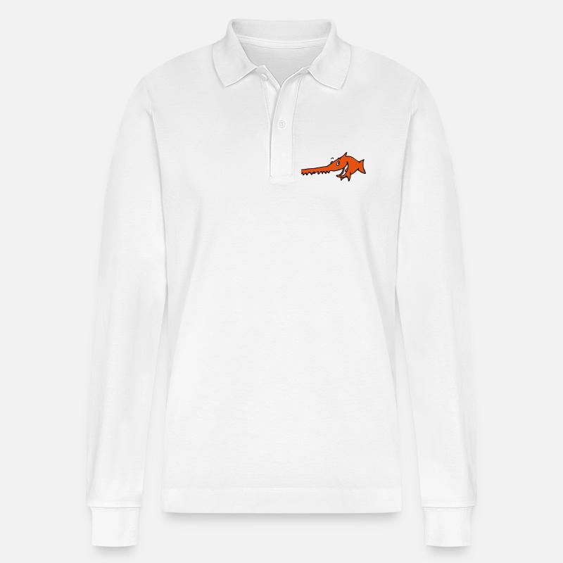 Sägefish - Stanley/Stella Unisex Bio-Langarm-Poloshirt Prepster - Weiß