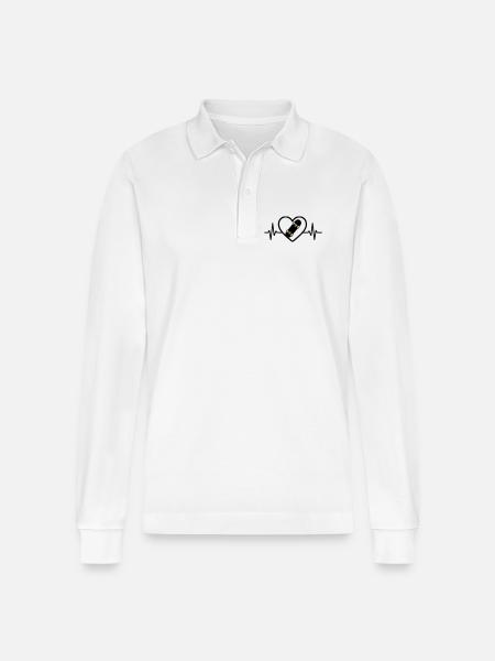 Skateboard Heart Sport Urban Passion - Stanley/Stella Organic Unisex Long-Sleeved Polo Shirt Prepster - white