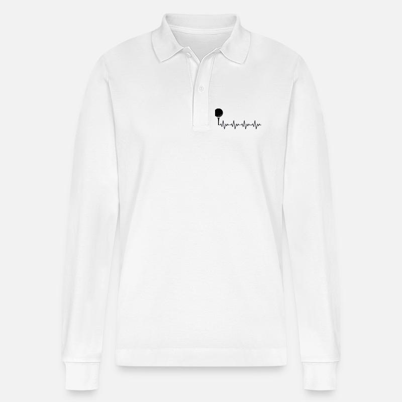 Golf Golfer Golfball EKG Herzschlag Herzfrequenz - Stanley/Stella Unisex Bio-Langarm-Poloshirt Prepster - Weiß
