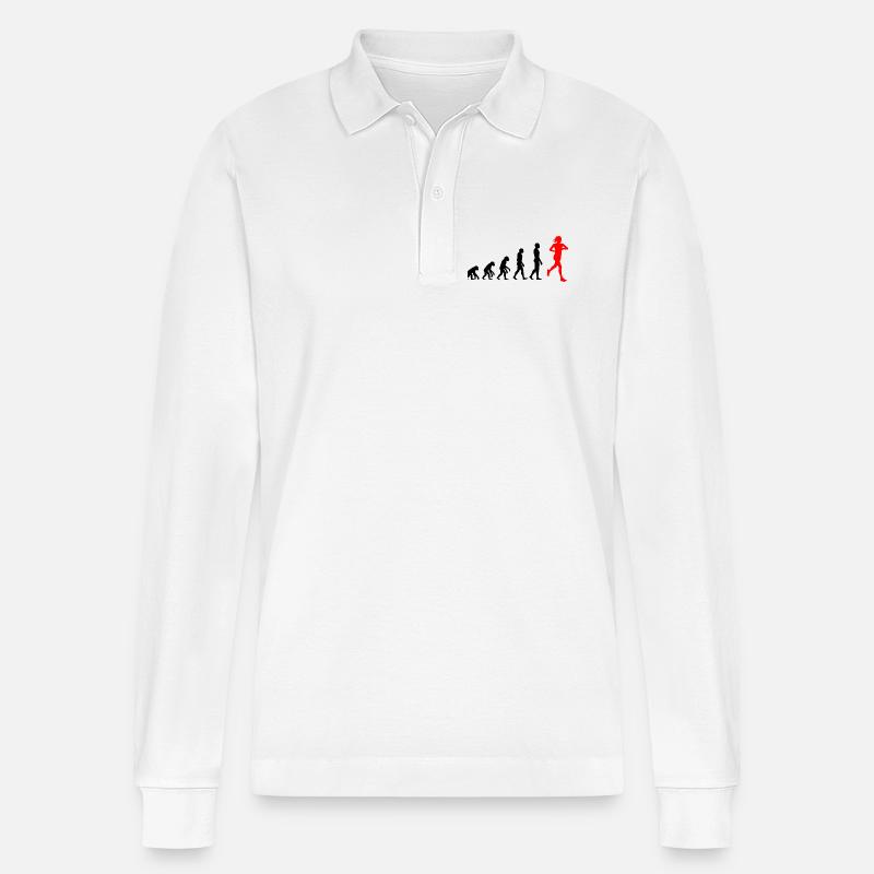 EVOLUTION RUNNERIN POWER! JOGGERIN LÄUFERIN FIT - Stanley/Stella Unisex Bio-Langarm-Poloshirt Prepster - Weiß