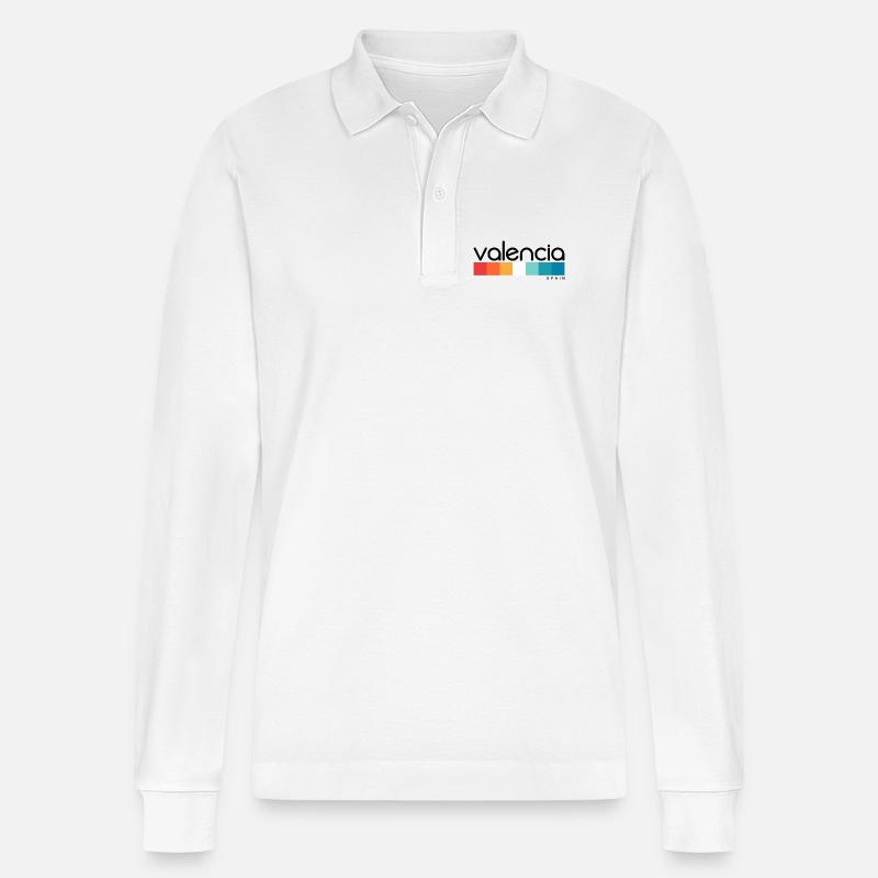 Valencia - Spain - Spanien - Espana - Stanley/Stella Unisex Bio-Langarm-Poloshirt Prepster - Weiß