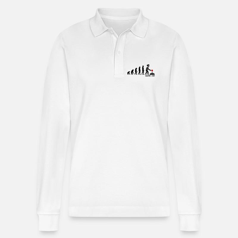 Evolution zum Gamer Pixel Look - Stanley/Stella Unisex Bio-Langarm-Poloshirt Prepster - Weiß