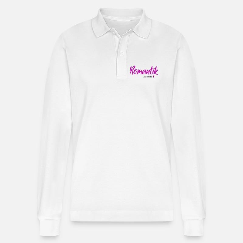 Romantik LED - Stanley/Stella Unisex Bio-Langarm-Poloshirt Prepster - Weiß
