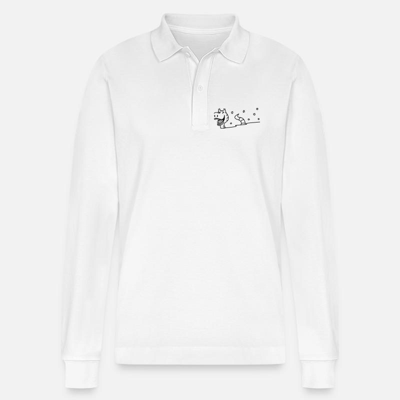 Dinosaurier im Schnee - Stanley/Stella Unisex Bio-Langarm-Poloshirt Prepster - Weiß