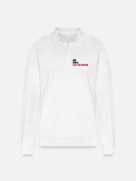 guitar - Stanley/Stella Organic Unisex Long-Sleeved Polo Shirt Prepster - white