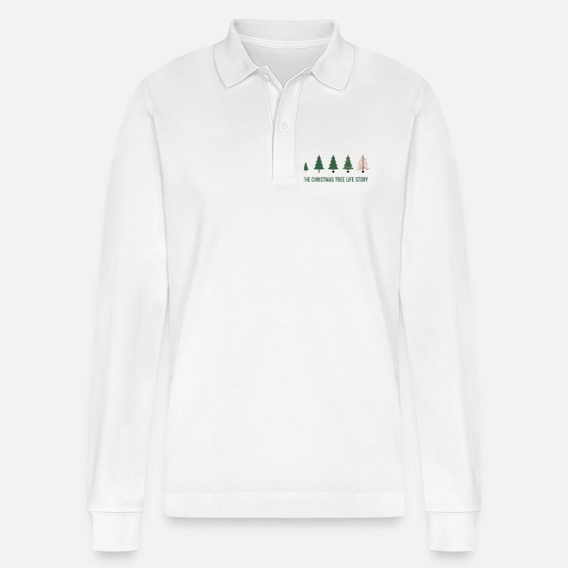 Christmas Tree Evolution – Funny Xmas Design - Stanley/Stella Organic Unisex Long-Sleeved Polo Shirt Prepster - white