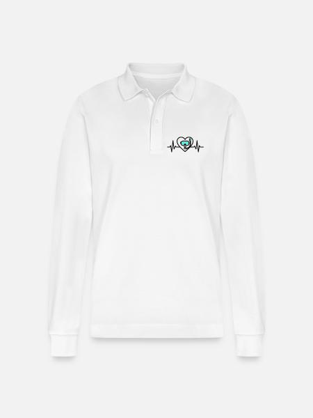 Herz Tauchen – Leidenschaft Meer - Stanley/Stella Unisex Bio-Langarm-Poloshirt Prepster - Weiß
