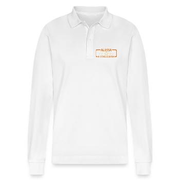 Geschenk Alessa - Stanley/Stella Unisex Bio-Langarm-Poloshirt Prepster - Weiß - Vorne - Anna (173cm) & Nico (186cm)