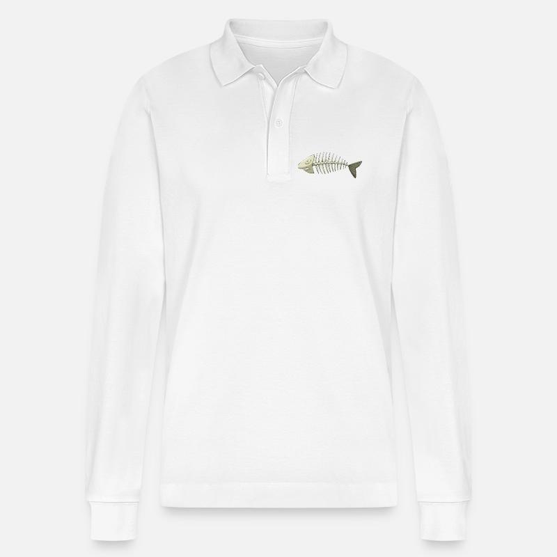 arête de poisson - Polo à manches longues bio PREPSTER Stanley/Stella Unisexe - blanc
