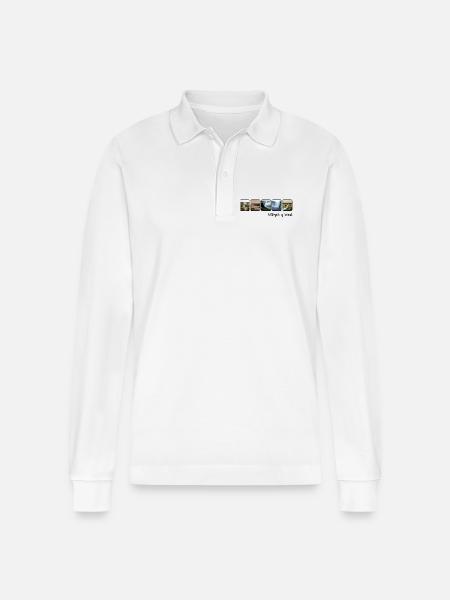 Waterfalls of Iceland - Stanley/Stella Organic Unisex Long-Sleeved Polo Shirt Prepster - white