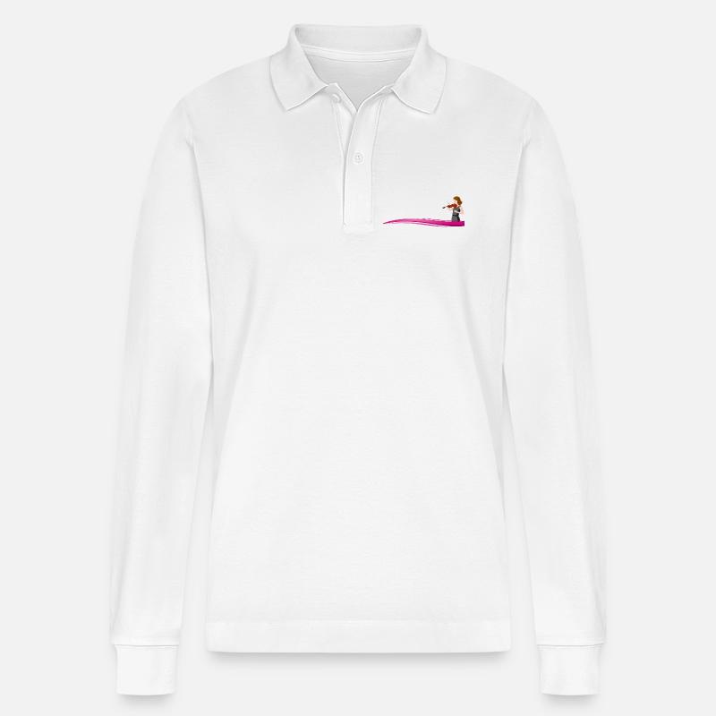 Violinistin on a wave - Stanley/Stella Unisex Bio-Langarm-Poloshirt Prepster - Weiß