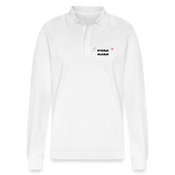 Work Hard Minimal - Stanley/Stella Organic Unisex Long-Sleeved Polo Shirt Prepster - white - Front - Anna (173cm) & Nico (186cm)