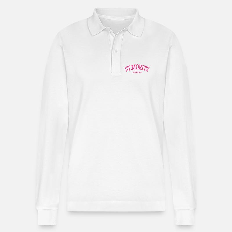 St. Moritz - Suisse - Schweiz - Swiss - Stanley/Stella Unisex Bio-Langarm-Poloshirt Prepster - Weiß