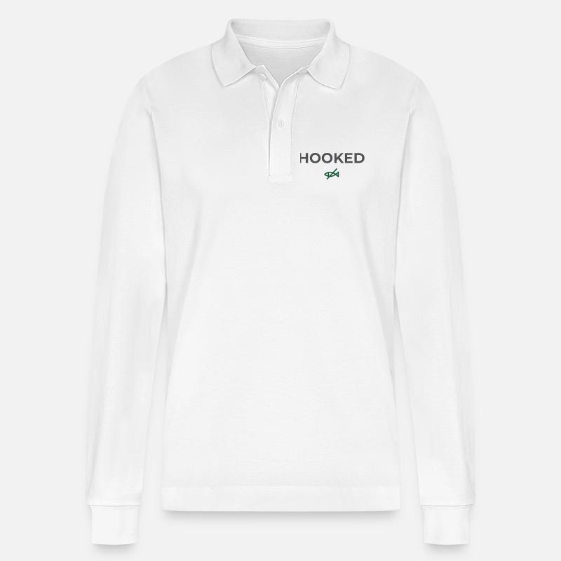 Hooked Angler Graphic Tee - Stanley/Stella Unisex Bio-Langarm-Poloshirt Prepster - Weiß