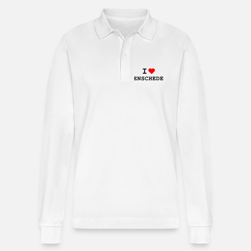 Ich liebe Enschede - I love Enschede - Stanley/Stella Unisex Bio-Langarm-Poloshirt Prepster - Weiß