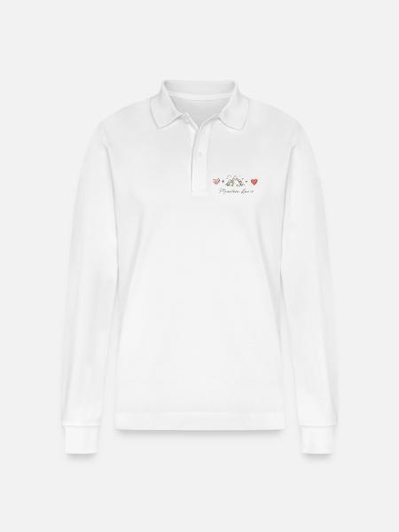 Le montagne guariscono il cuore | Escursionismo e progettazione all'aperto - Polo a manica lunga ecologica unisex Prepster di Stanley/Stella - bianco