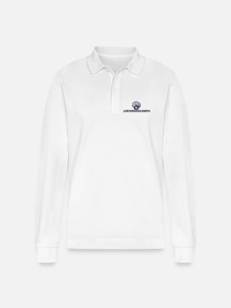Mermaid at Heart Shell Emblem - Stanley/Stella Organic Unisex Long-Sleeved Polo Shirt Prepster - white
