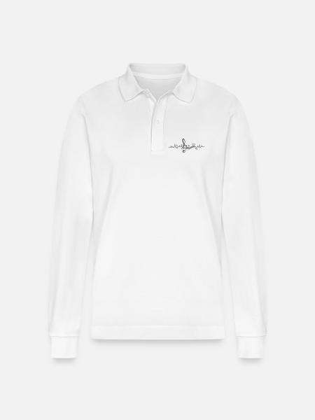 Heartbeat, love for music - Stanley/Stella Organic Unisex Long-Sleeved Polo Shirt Prepster - white