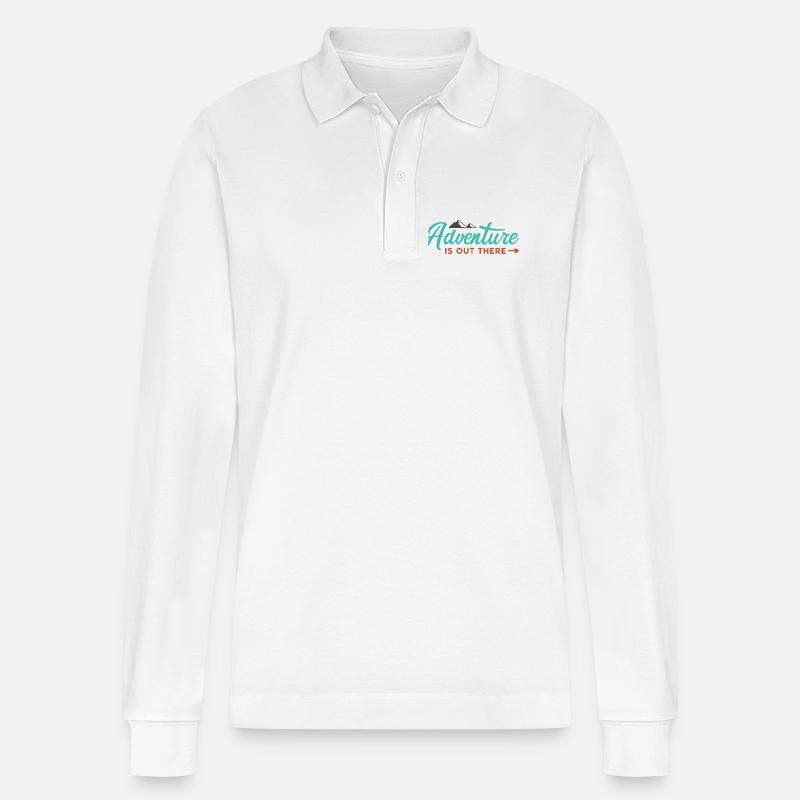 Abenteuer ist da draußen - Stanley/Stella Unisex Bio-Langarm-Poloshirt Prepster - Weiß